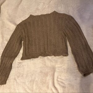 Zara Brown Ribbed Crew Neck Sweater